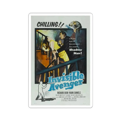 INVISIBLE AVENGER 1958 Movie Poster - STICKER Vinyl Kiss-Cut Decal 6 Inch White - The Sticker Space