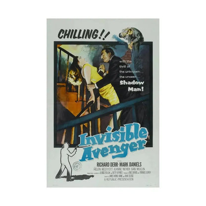 INVISIBLE AVENGER 1958 - Paper Movie Poster - The Sticker Space