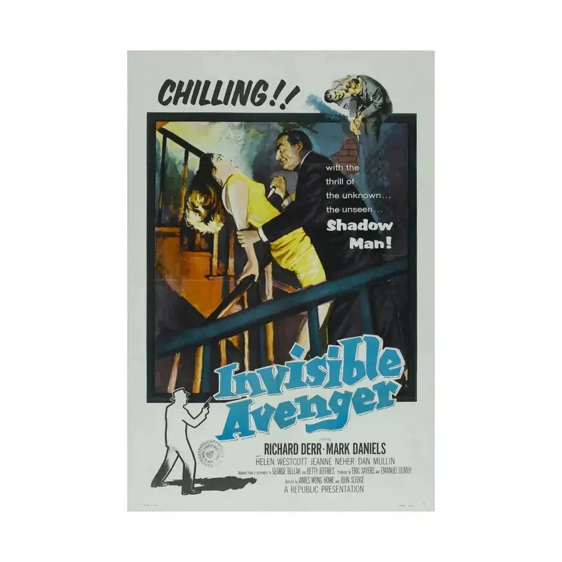 INVISIBLE AVENGER 1958 - Paper Movie Poster - The Sticker Space