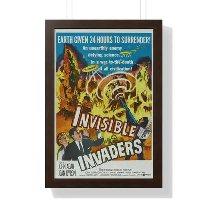 INVISIBLE INVADERS 1959 - Framed Movie Poster 16″ x 24″ Walnut - The Sticker Space