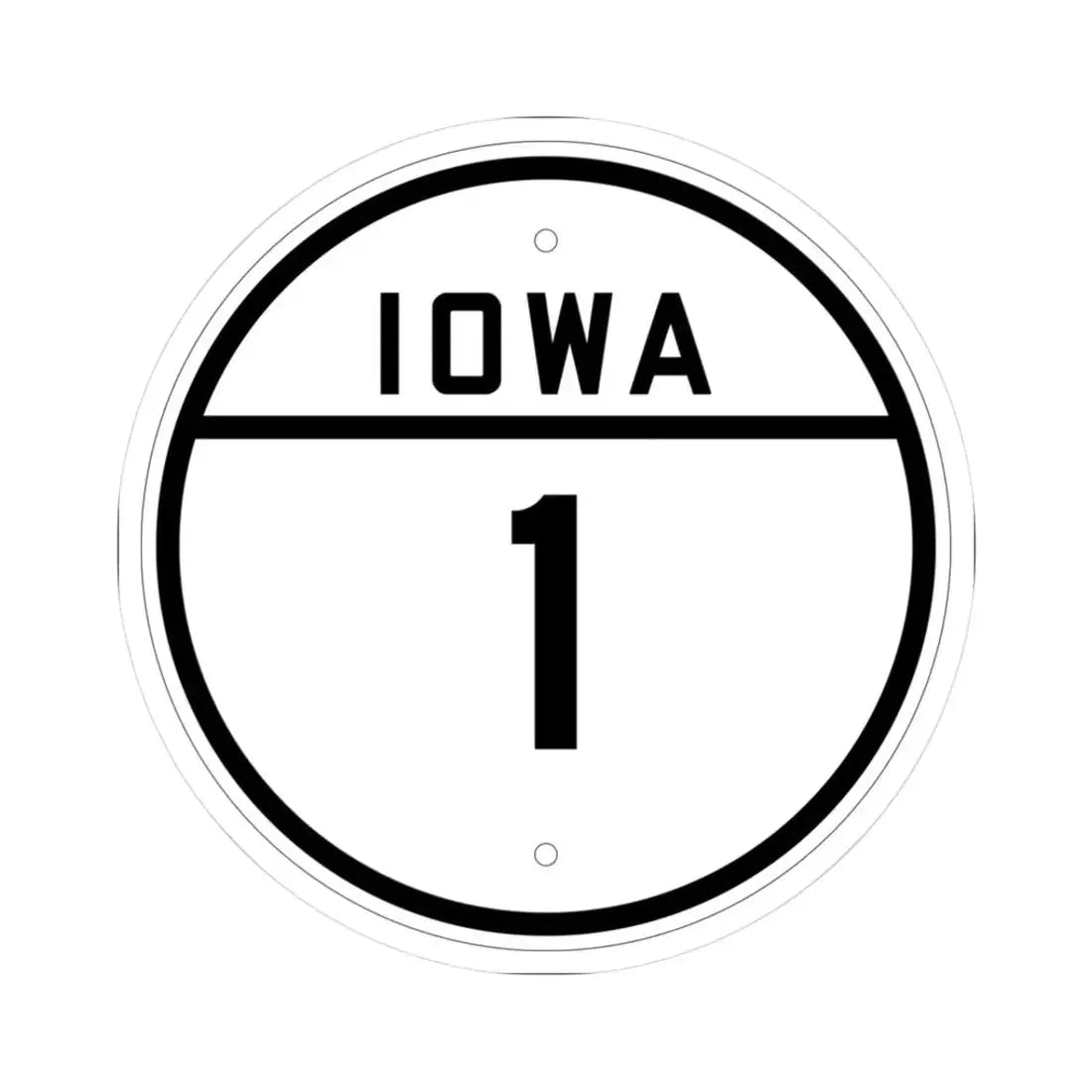 Iowa 1 1926 (Iowa) (Road Sign) STICKER Vinyl Kiss-Cut Decal 3 Inch White - The Sticker Space
