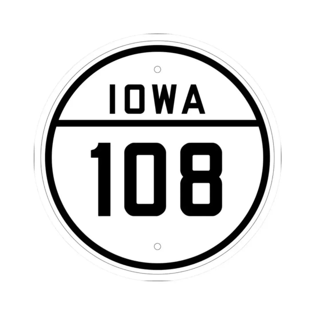 Iowa 108 1926 (Iowa) (Road Sign) STICKER Vinyl Kiss-Cut Decal 2 Inch White - The Sticker Space