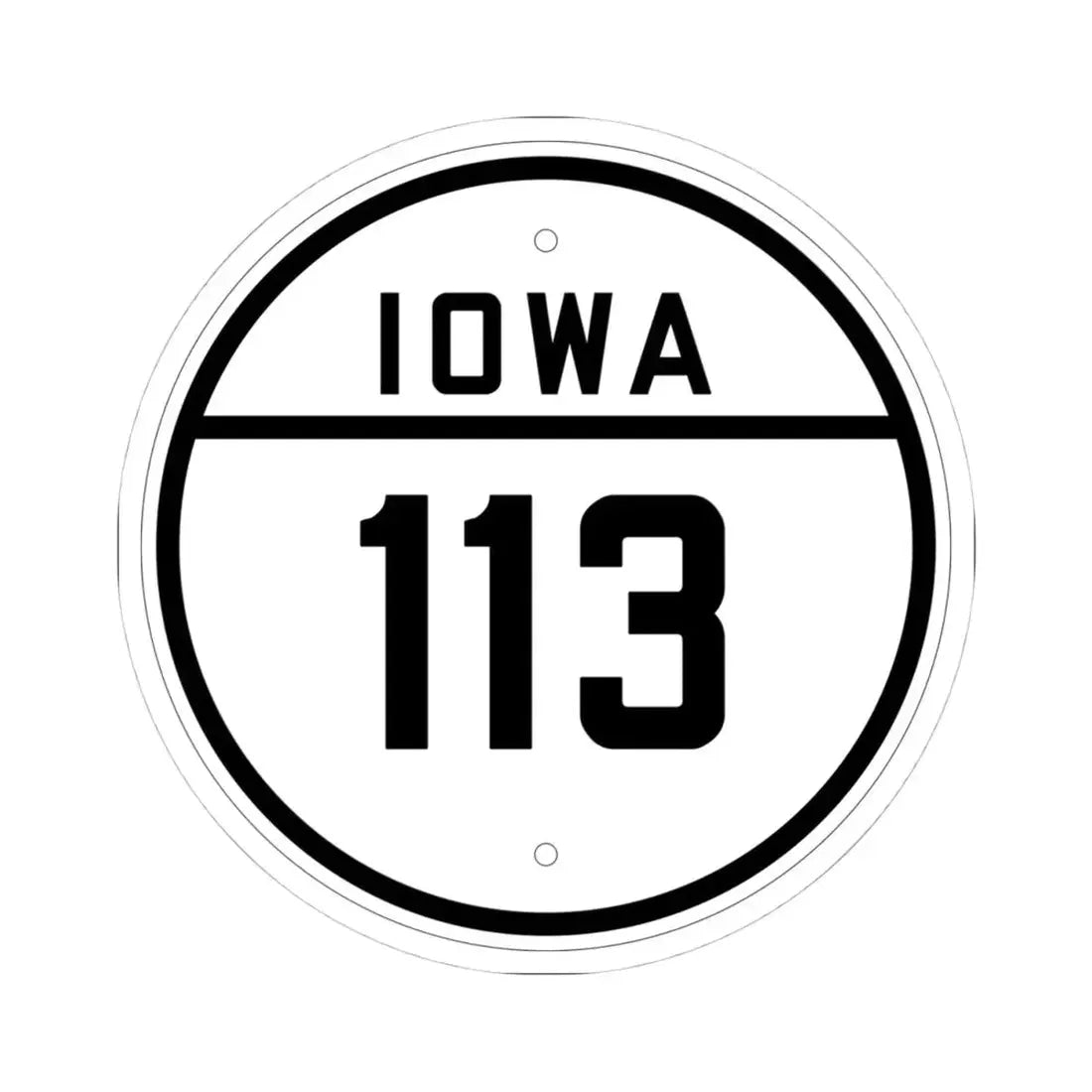 Iowa 113 1926 (Iowa) (Road Sign) STICKER Vinyl Kiss-Cut Decal 4 Inch White - The Sticker Space