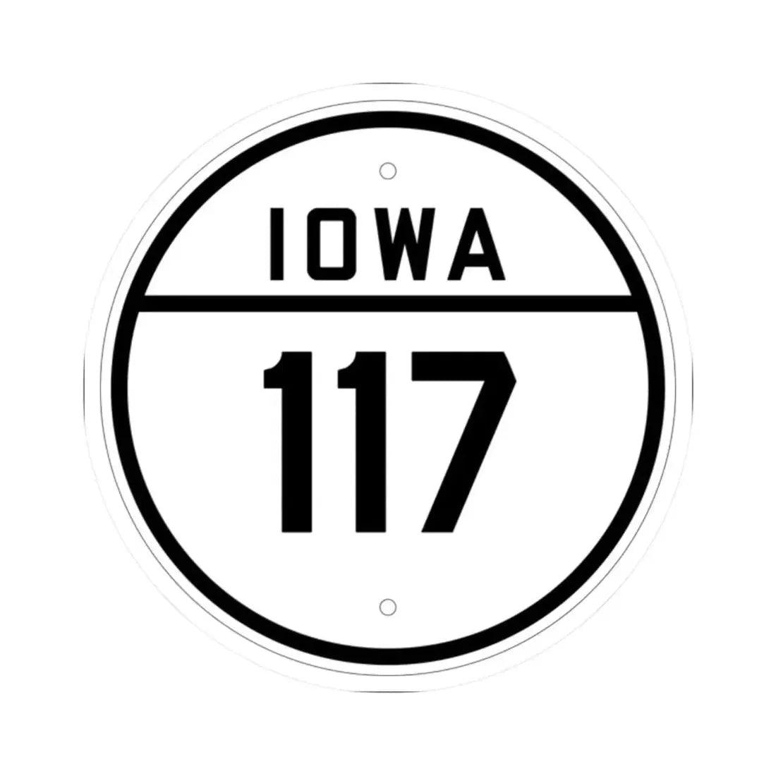 Iowa 117 1926 (Iowa) (Road Sign) STICKER Vinyl Kiss-Cut Decal 2 Inch White - The Sticker Space