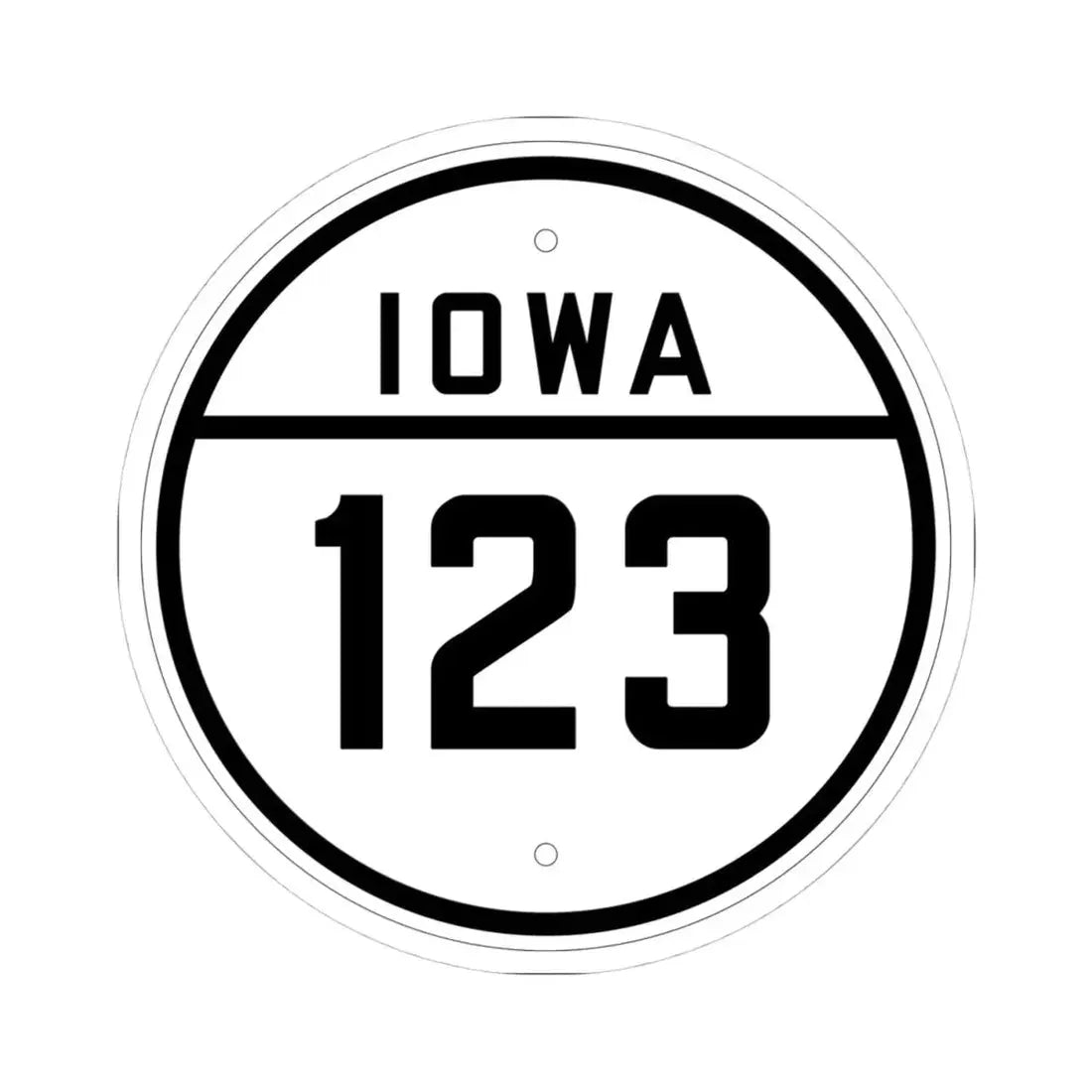 Iowa 123 1926 (Iowa) (Road Sign) STICKER Vinyl Kiss-Cut Decal 4 Inch White - The Sticker Space