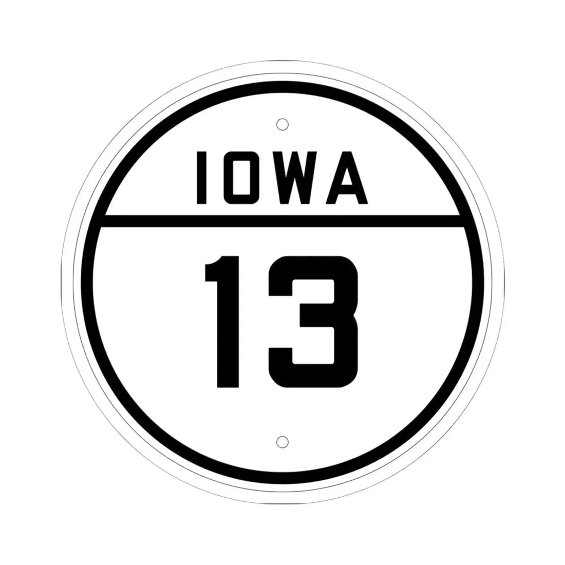 Iowa 13 1926 (Iowa) (Road Sign) STICKER Vinyl Kiss-Cut Decal 6 Inch White - The Sticker Space