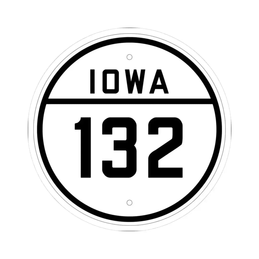 Iowa 132 1926 (Iowa) (Road Sign) STICKER Vinyl Kiss-Cut Decal 3 Inch White - The Sticker Space