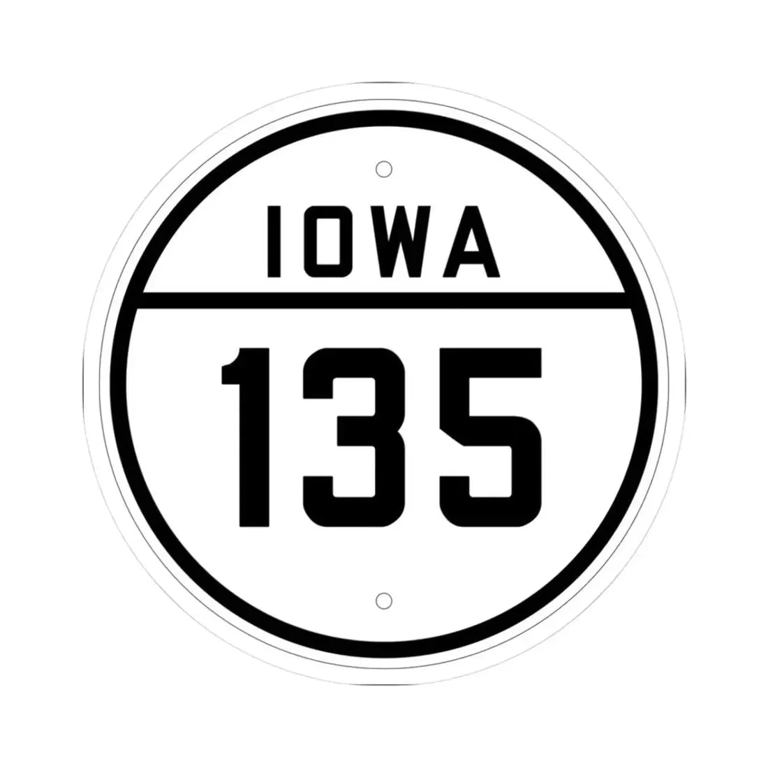 Iowa 135 1926 (Iowa) (Road Sign) STICKER Vinyl Kiss-Cut Decal 3 Inch White - The Sticker Space