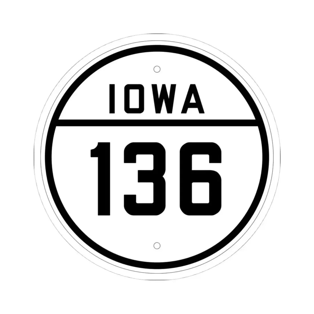 Iowa 136 1926 (Iowa) (Road Sign) STICKER Vinyl Kiss-Cut Decal 4 Inch White - The Sticker Space