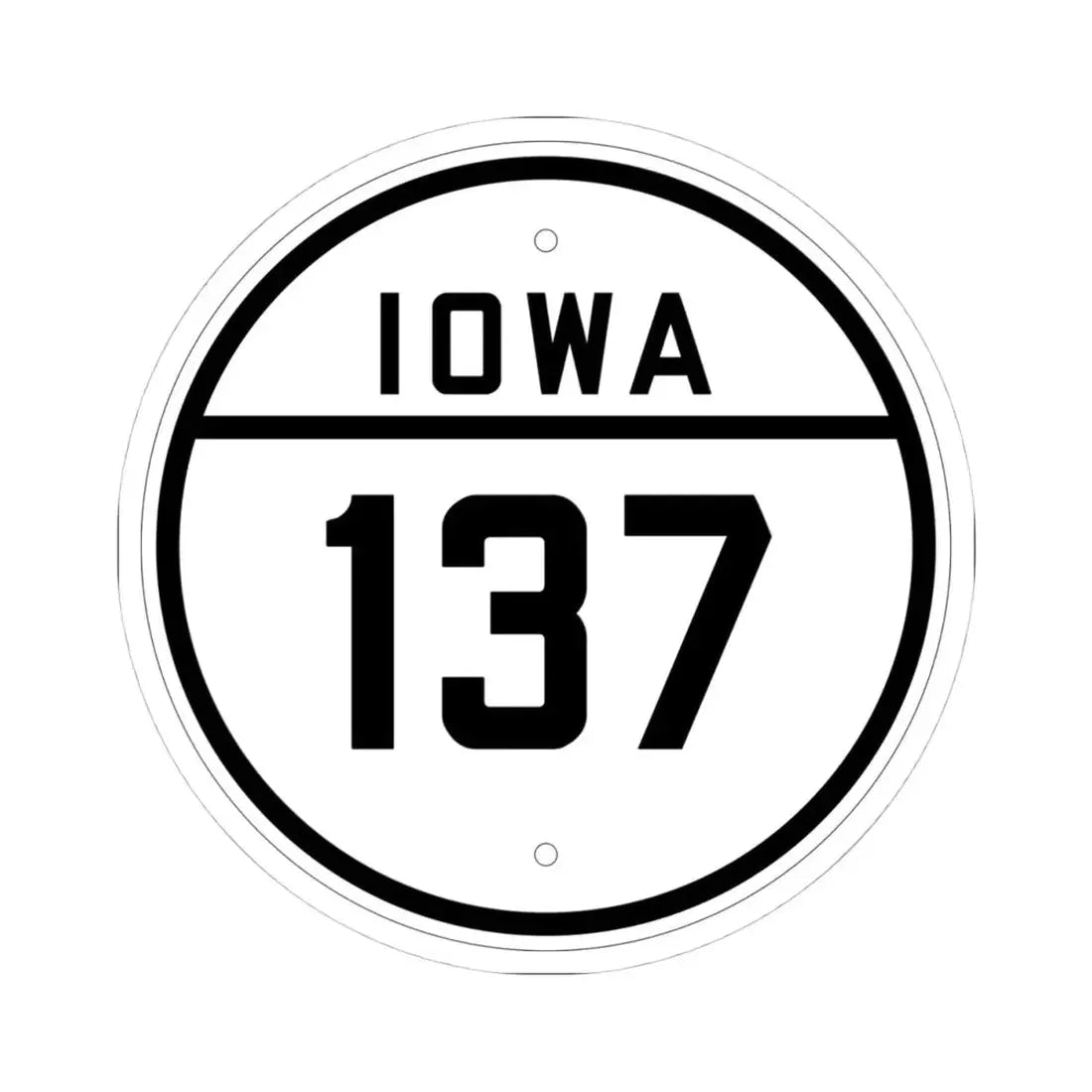 Iowa 137 1926 (Iowa) (Road Sign) STICKER Vinyl Kiss-Cut Decal 4 Inch White - The Sticker Space