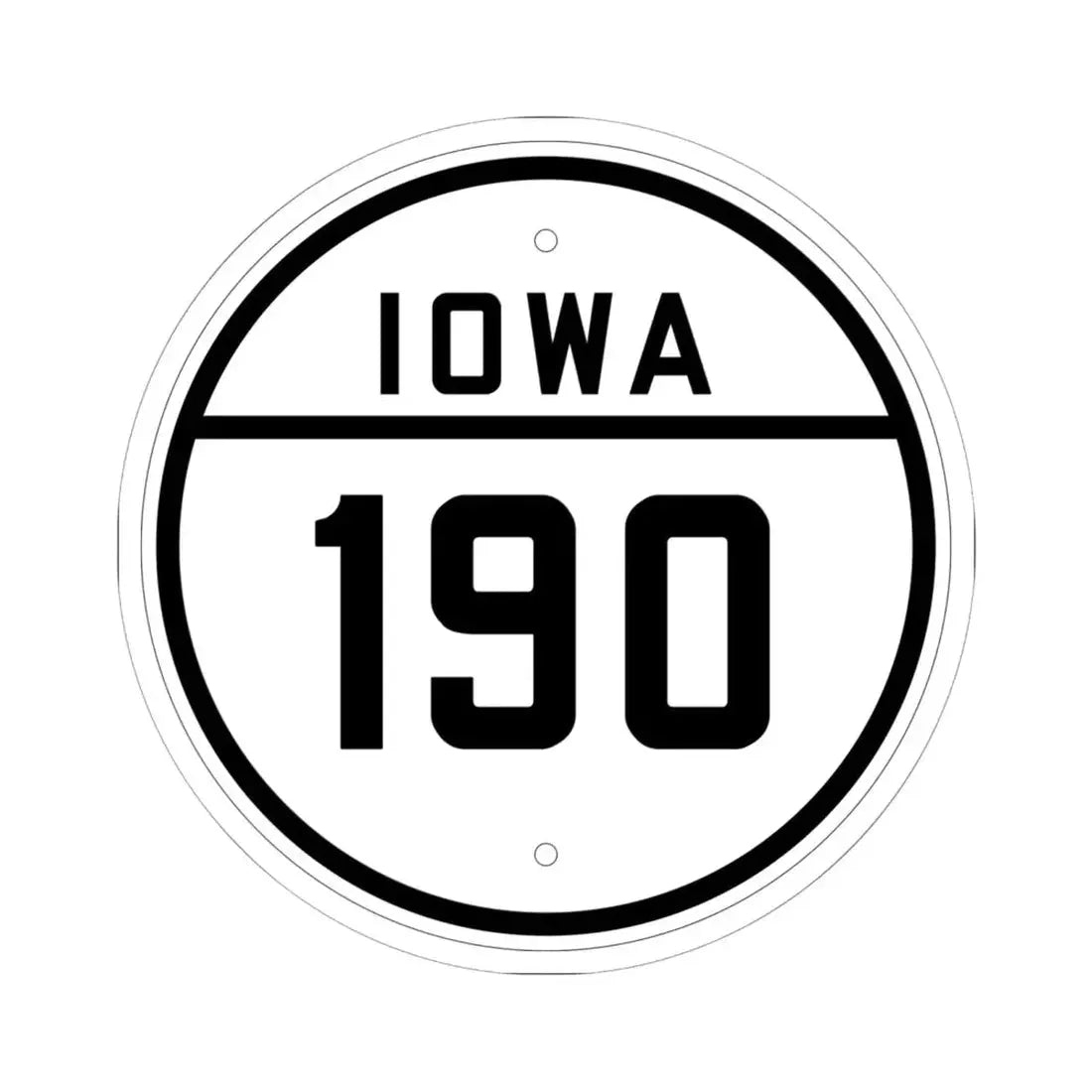Iowa 190 1926 (Iowa) (Road Sign) STICKER Vinyl Kiss-Cut Decal 6 Inch White - The Sticker Space