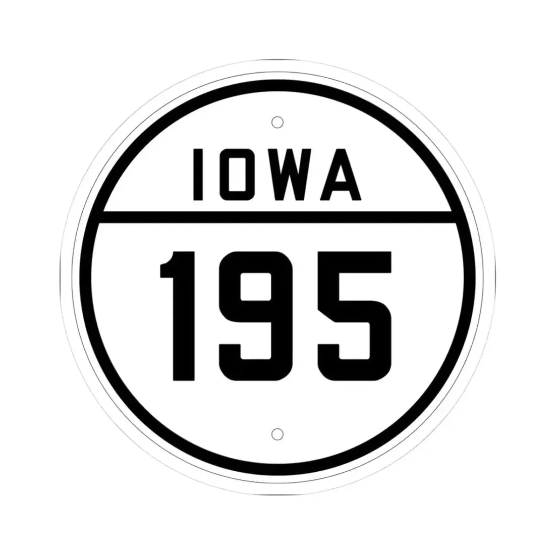 Iowa 195 1926 (Iowa) (Road Sign) STICKER Vinyl Kiss-Cut Decal 3 Inch White - The Sticker Space