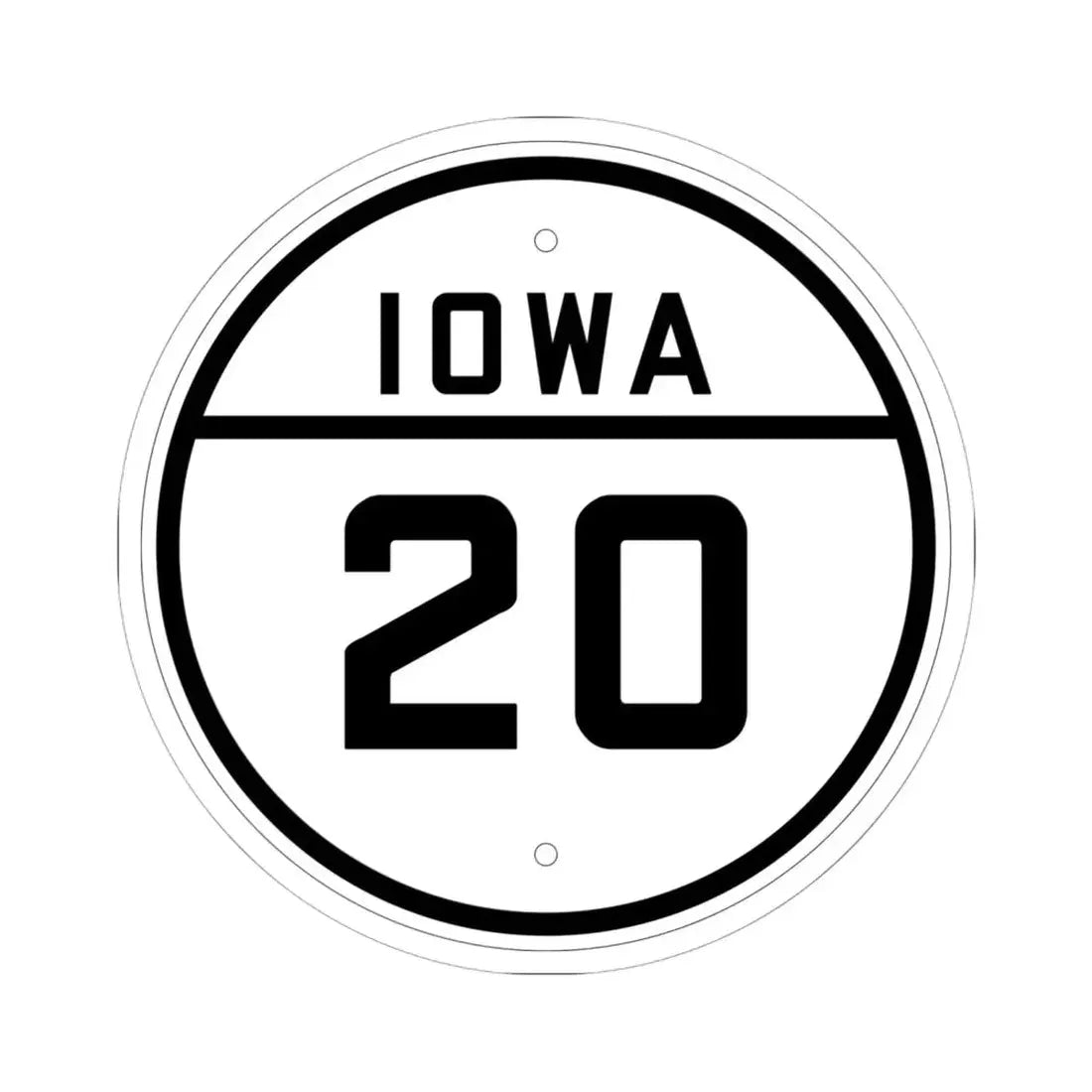 Iowa 20 1926 (Iowa) (Road Sign) STICKER Vinyl Kiss-Cut Decal 6 Inch White - The Sticker Space