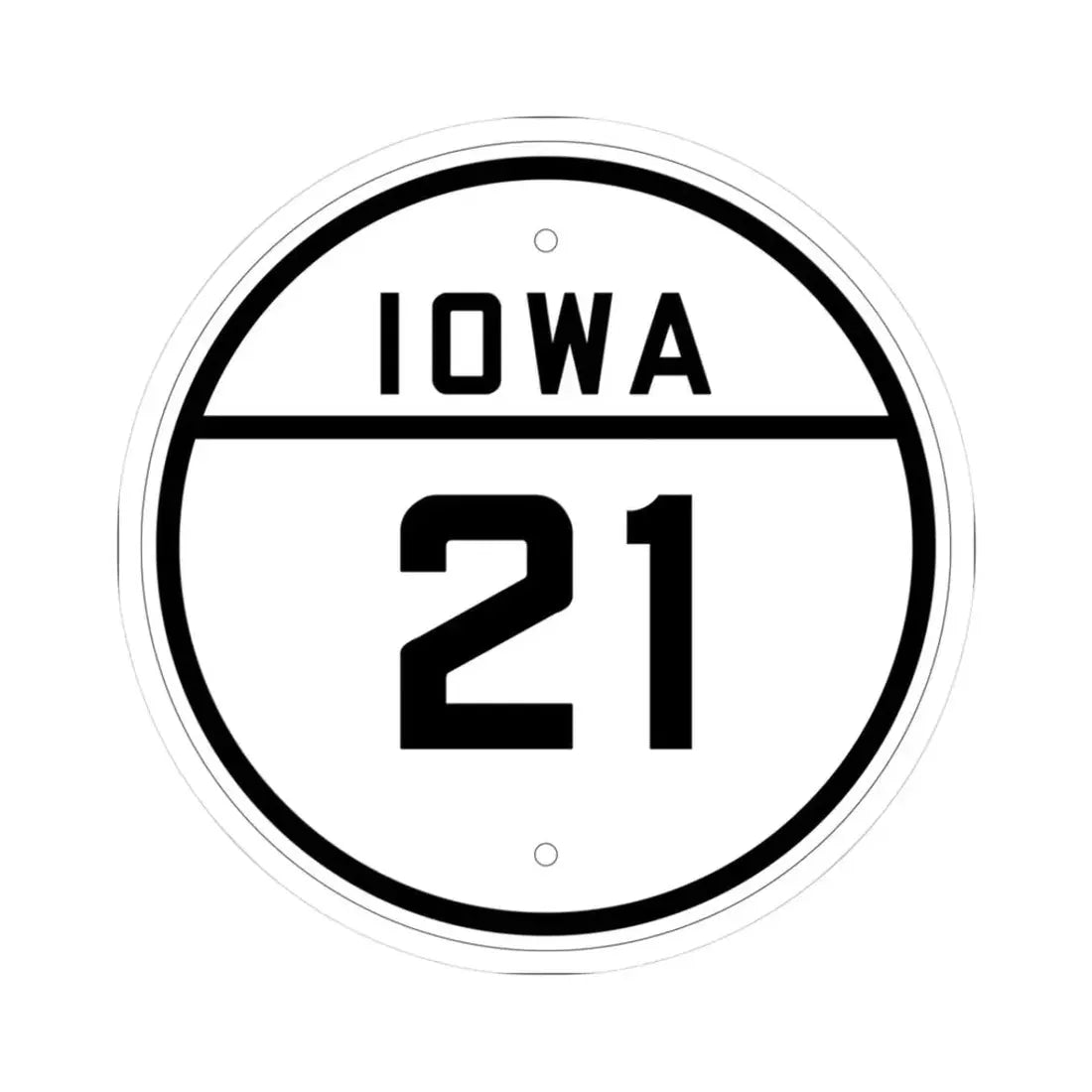 Iowa 21 1926 (Iowa) (Road Sign) STICKER Vinyl Kiss-Cut Decal 3 Inch White - The Sticker Space