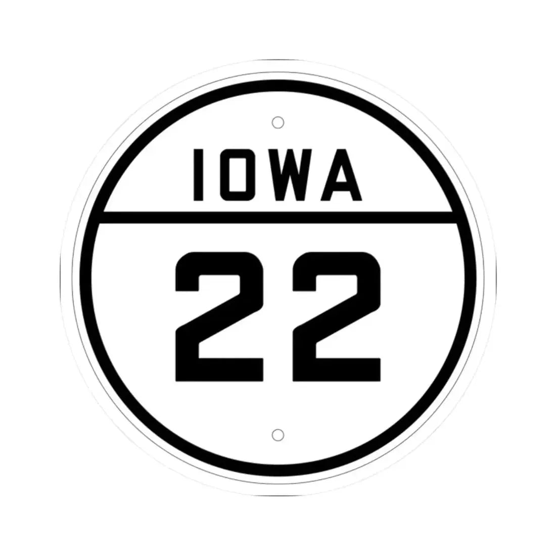 Iowa 22 1926 (Iowa) (Road Sign) STICKER Vinyl Kiss-Cut Decal 2 Inch White - The Sticker Space