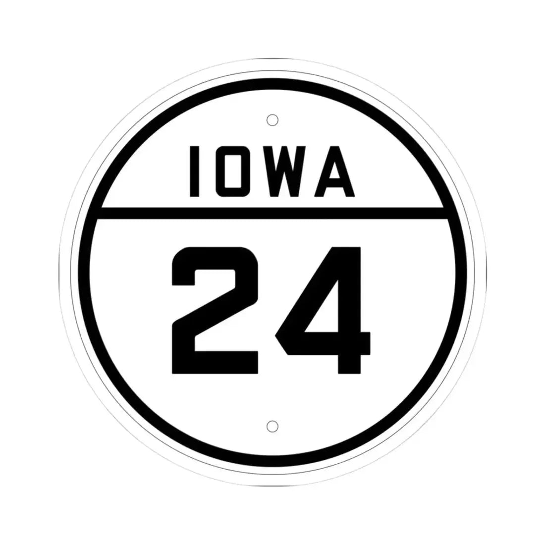 Iowa 24 1926 (Iowa) (Road Sign) STICKER Vinyl Kiss-Cut Decal 3 Inch White - The Sticker Space