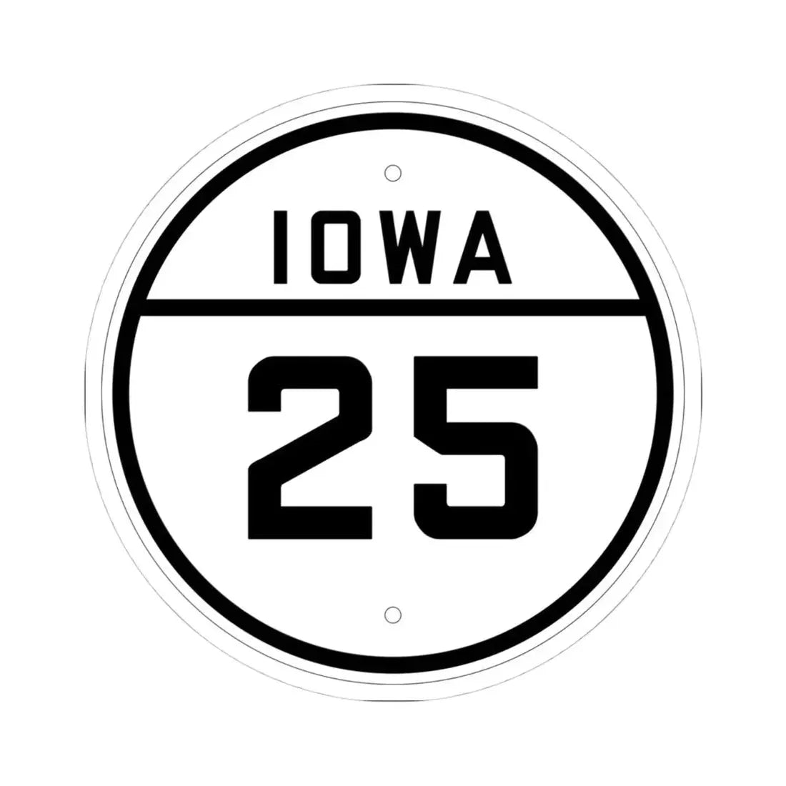 Iowa 25 1926 (Iowa) (Road Sign) STICKER Vinyl Kiss-Cut Decal 4 Inch White - The Sticker Space