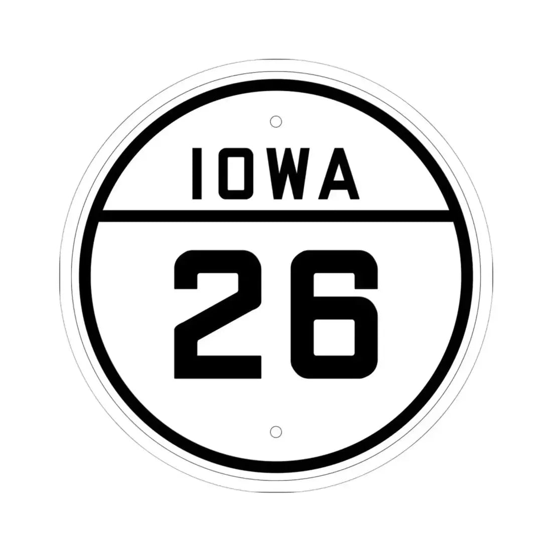Iowa 26 1926 (Iowa) (Road Sign) STICKER Vinyl Kiss-Cut Decal 6 Inch White - The Sticker Space