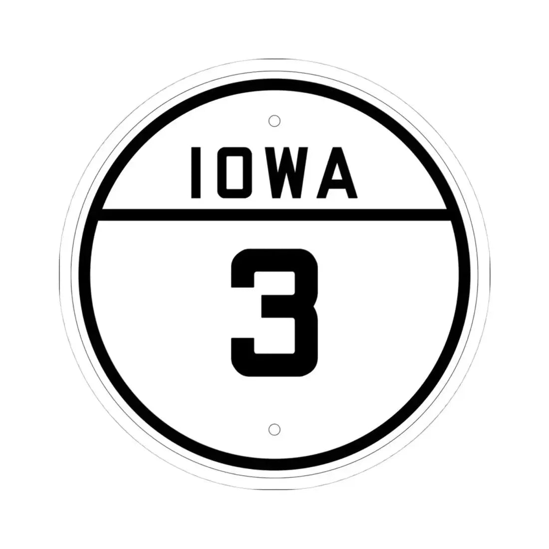 Iowa 3 1926 (Iowa) (Road Sign) STICKER Vinyl Kiss-Cut Decal 4 Inch White - The Sticker Space