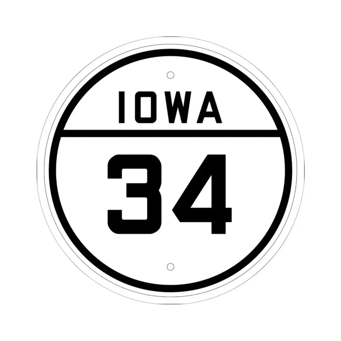 Iowa 34 1926 (Iowa) (Road Sign) STICKER Vinyl Kiss-Cut Decal 6 Inch White - The Sticker Space