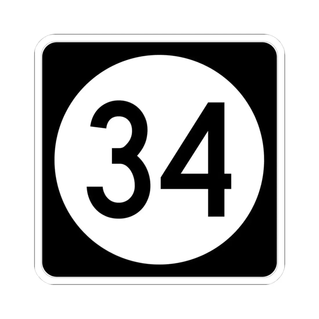 Iowa 34 (Iowa) (Road Sign) STICKER Vinyl Kiss-Cut Decal 3 Inch White - The Sticker Space