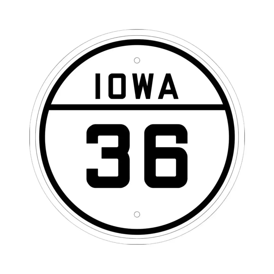 Iowa 36 1926 (Iowa) (Road Sign) STICKER Vinyl Kiss-Cut Decal 6 Inch White - The Sticker Space