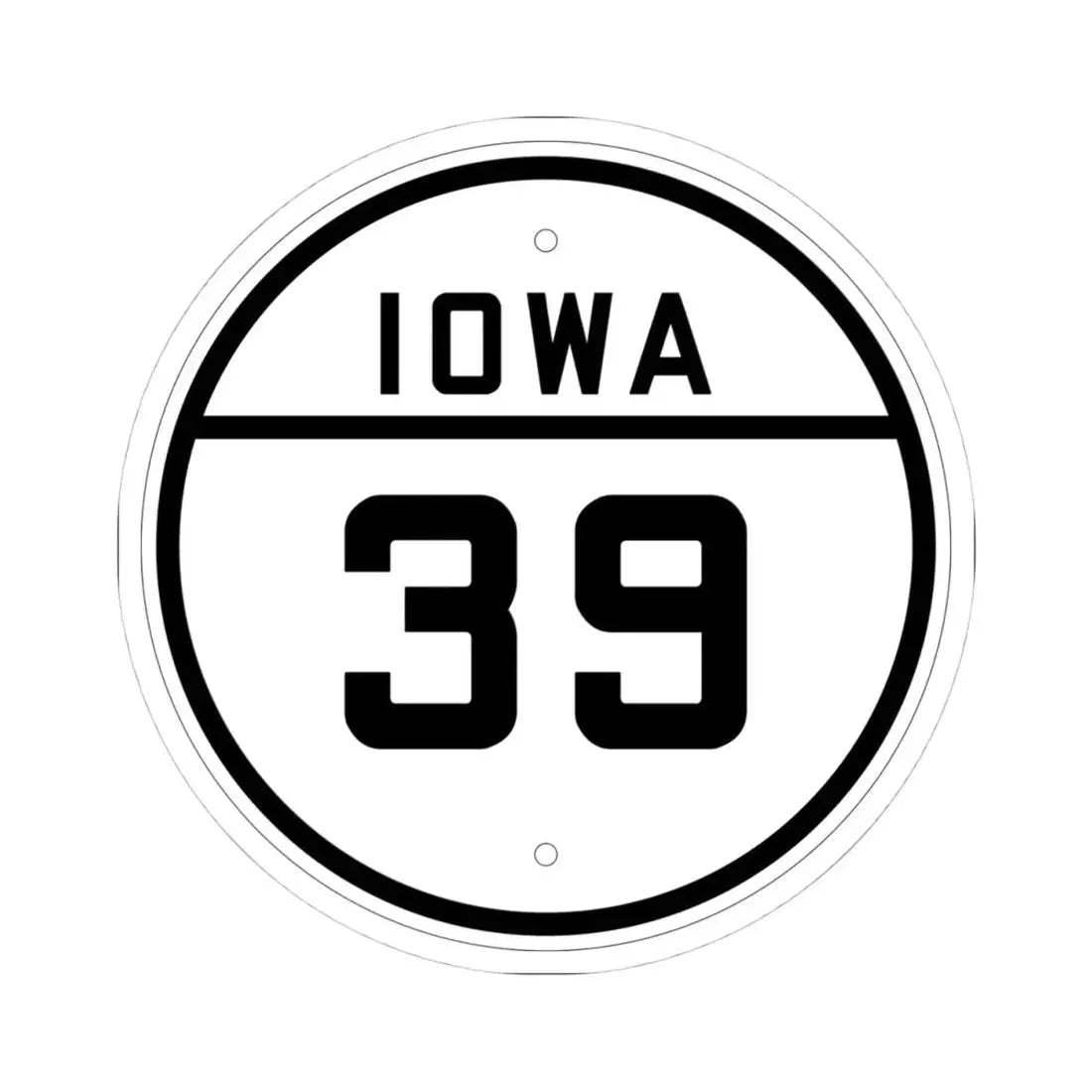 Iowa 39 1926 (Iowa) (Road Sign) STICKER Vinyl Kiss-Cut Decal 4 Inch White - The Sticker Space