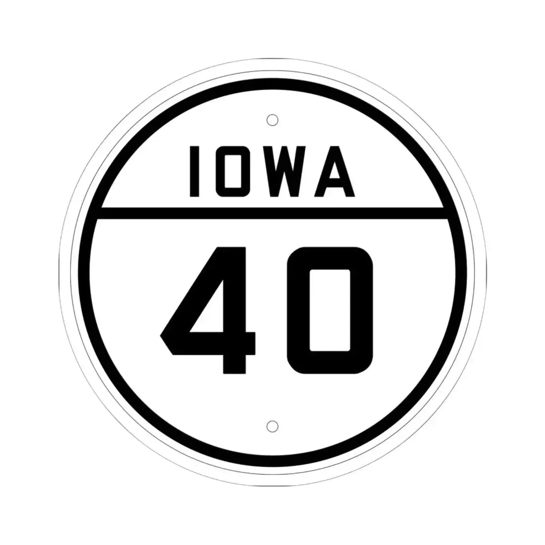 Iowa 40 1926 (Iowa) (Road Sign) STICKER Vinyl Kiss-Cut Decal 6 Inch White - The Sticker Space