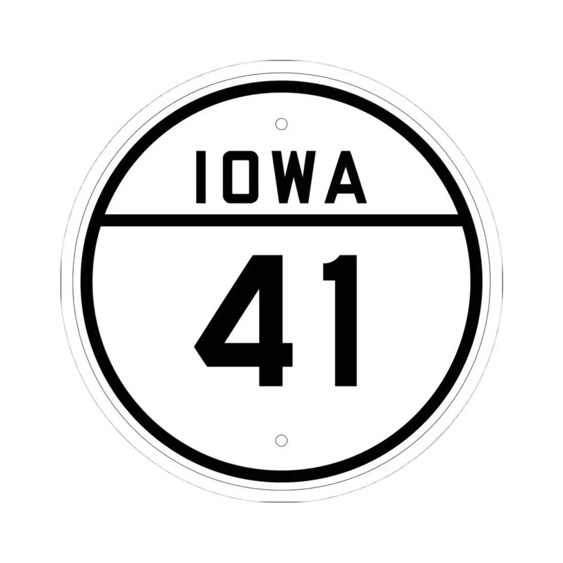 Iowa 41 1926 (Iowa) (Road Sign) STICKER Vinyl Kiss-Cut Decal 4 Inch White - The Sticker Space
