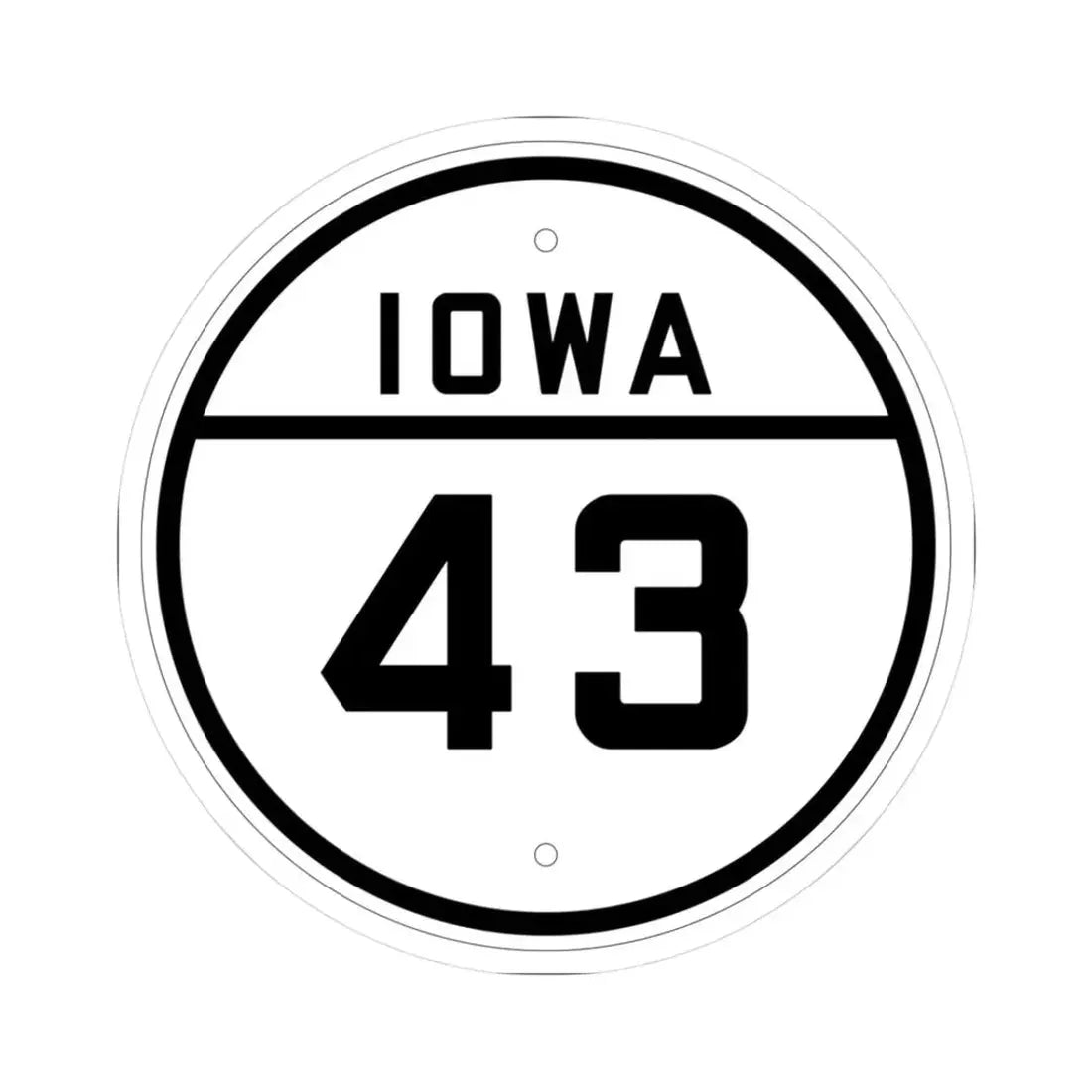 Iowa 43 1926 (Iowa) (Road Sign) STICKER Vinyl Kiss-Cut Decal 3 Inch White - The Sticker Space