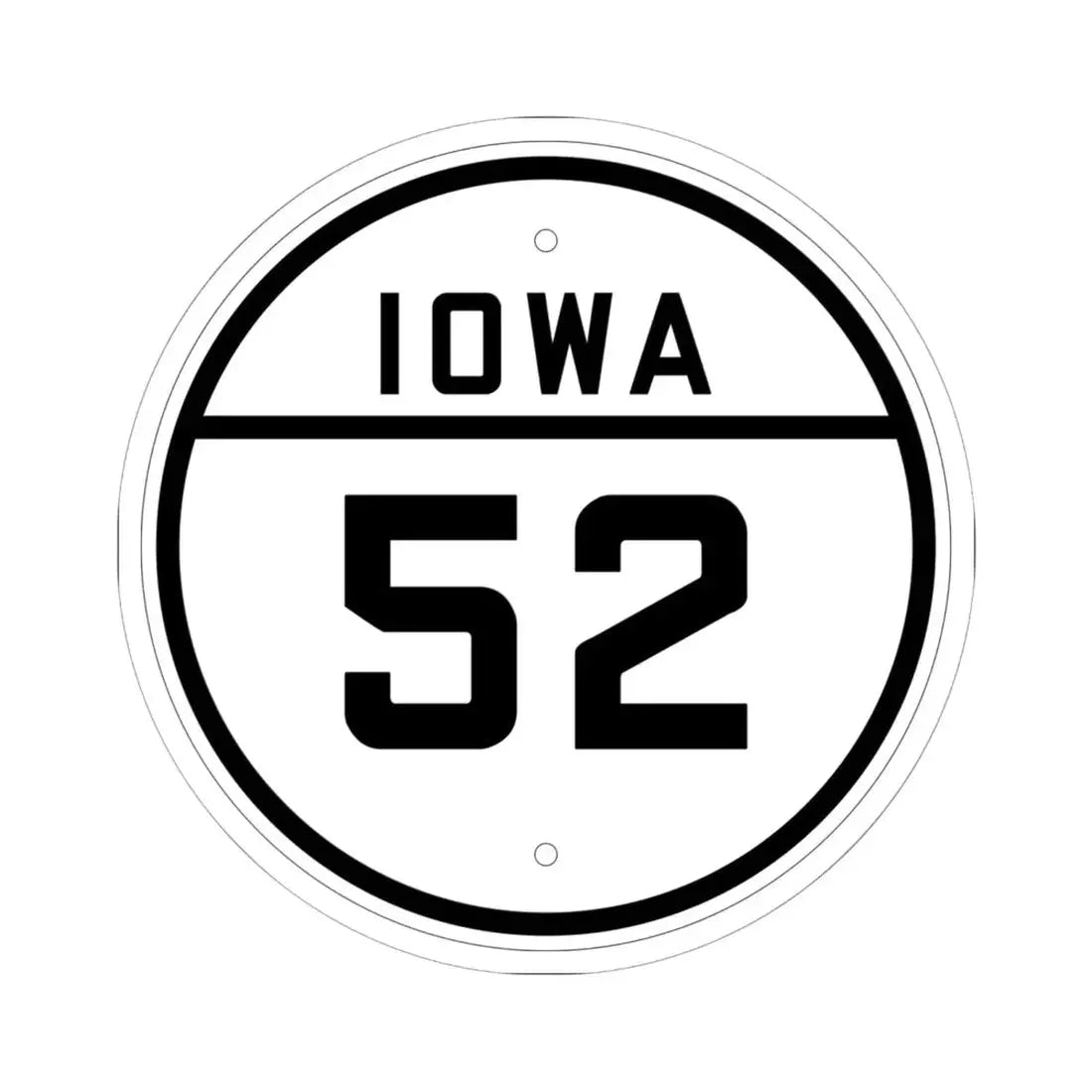 Iowa 52 1926 (Iowa) (Road Sign) STICKER Vinyl Kiss-Cut Decal 6 Inch White - The Sticker Space