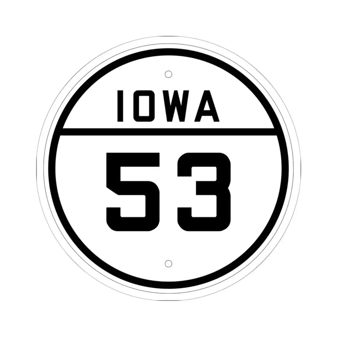 Iowa 53 1926 (Iowa) (Road Sign) STICKER Vinyl Kiss-Cut Decal 6 Inch White - The Sticker Space
