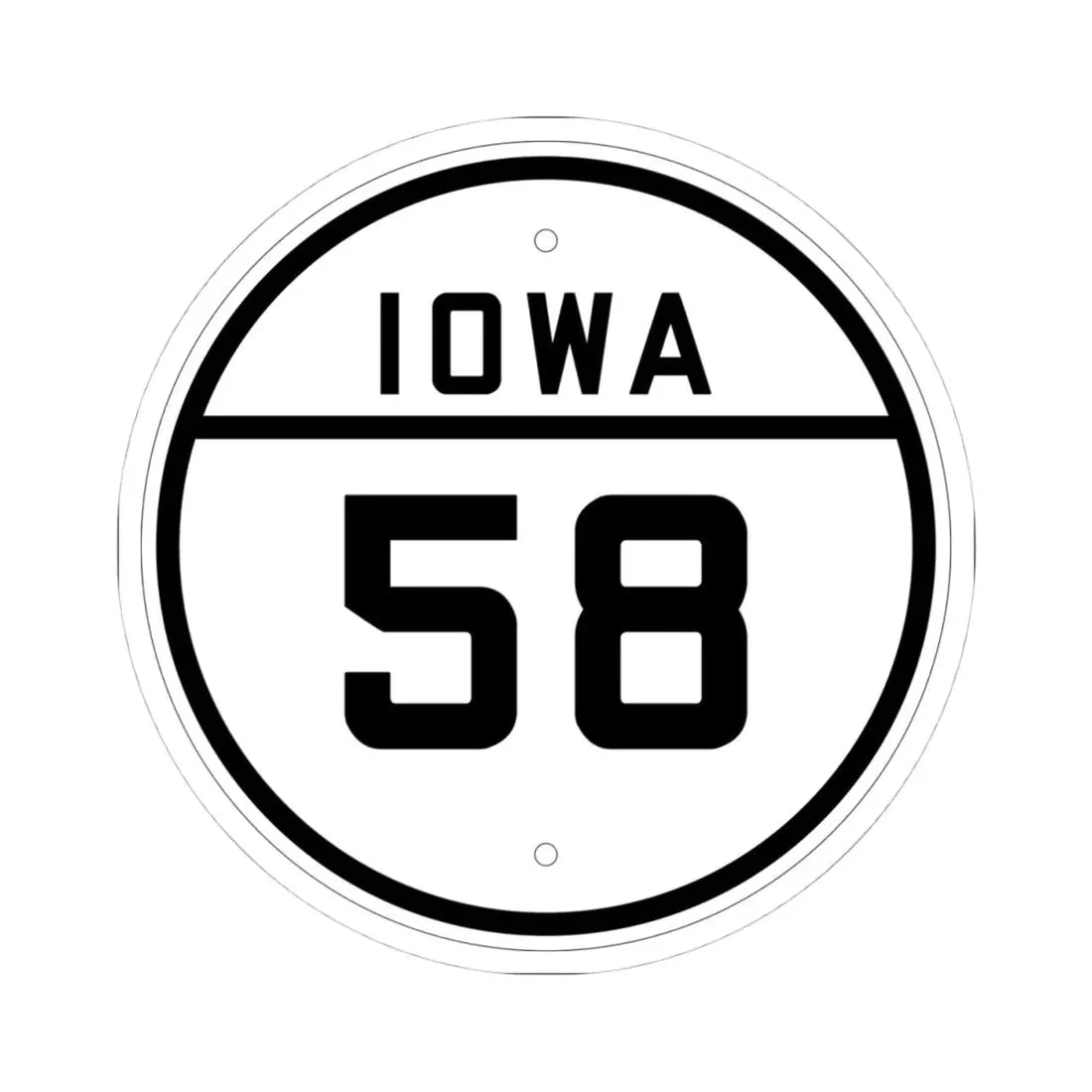 Iowa 58 1926 (Iowa) (Road Sign) STICKER Vinyl Kiss-Cut Decal 4 Inch White - The Sticker Space