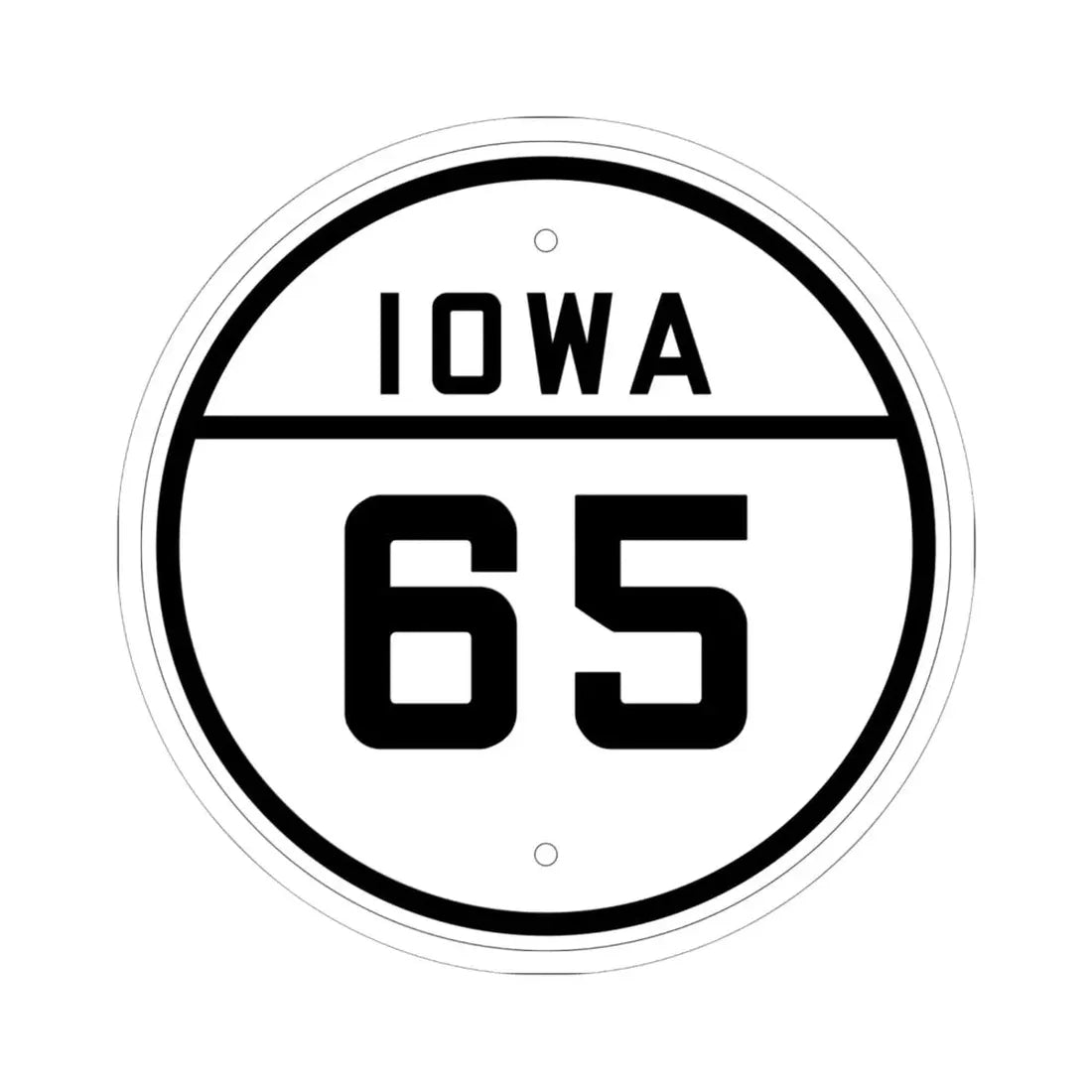 Iowa 65 1926 (Iowa) (Road Sign) STICKER Vinyl Kiss-Cut Decal 6 Inch White - The Sticker Space