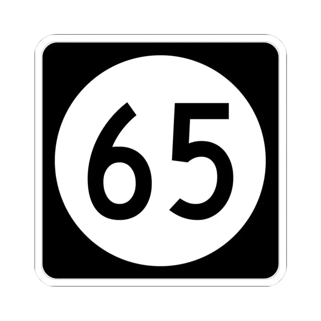 Iowa 65 (Iowa) (Road Sign) STICKER Vinyl Kiss-Cut Decal 3 Inch White - The Sticker Space