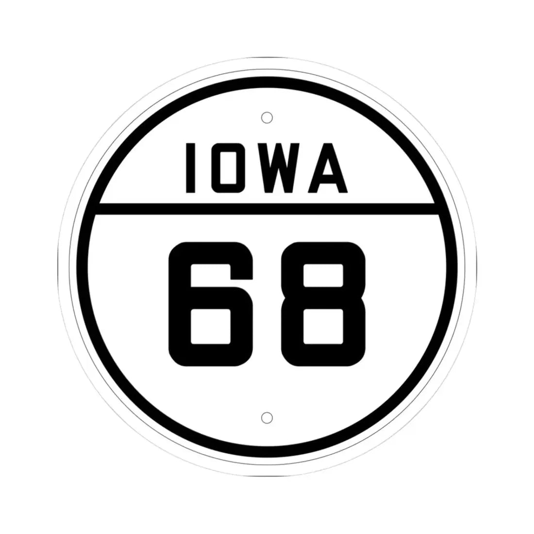 Iowa 68 1926 (Iowa) (Road Sign) STICKER Vinyl Kiss-Cut Decal 3 Inch White - The Sticker Space