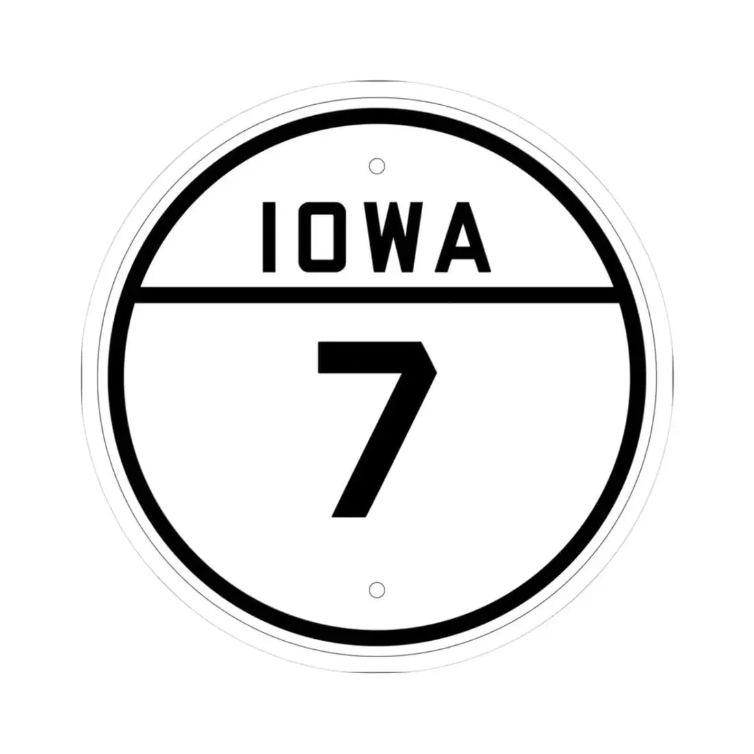 Iowa 7 1926 (Iowa) (Road Sign) STICKER Vinyl Kiss-Cut Decal 3 Inch White - The Sticker Space