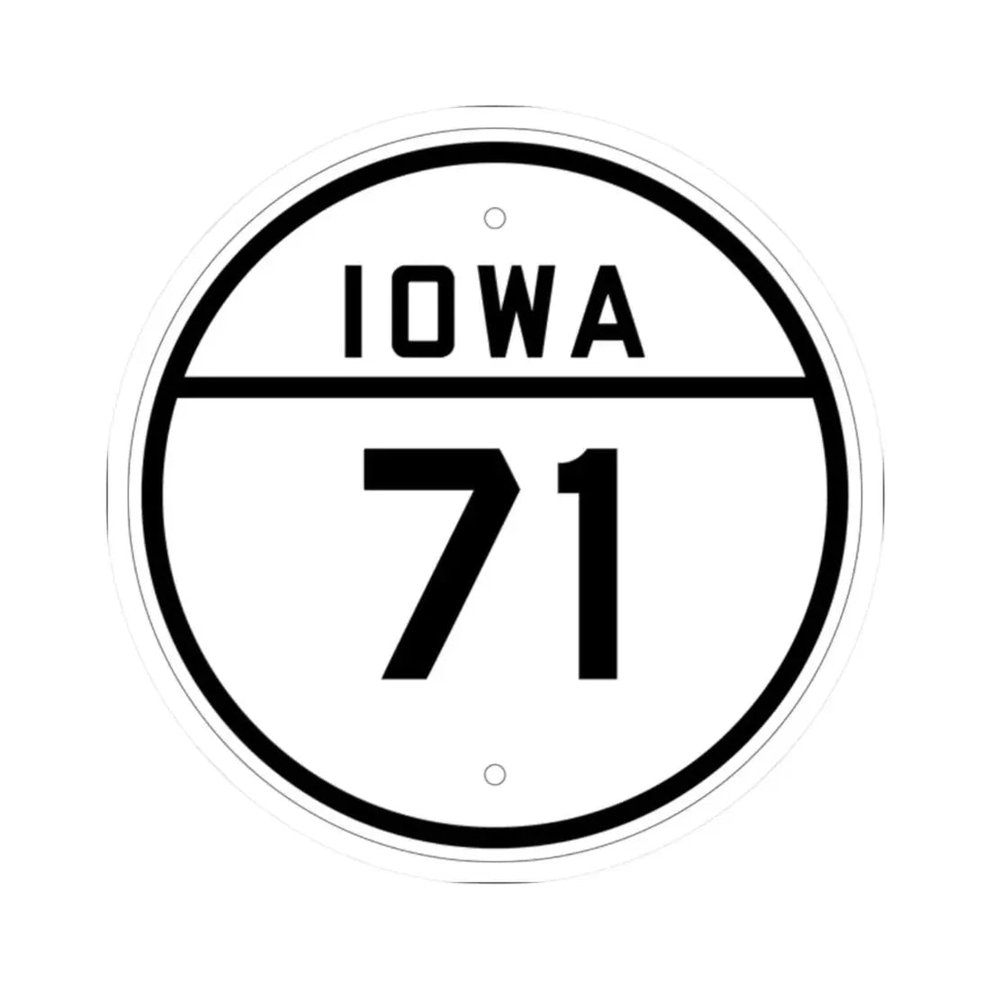 Iowa 71 1926 (Iowa) (Road Sign) STICKER Vinyl Kiss-Cut Decal 2 Inch White - The Sticker Space