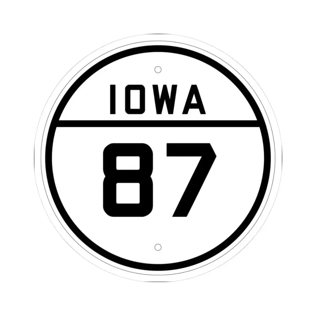 Iowa 87 1926 (Iowa) (Road Sign) STICKER Vinyl Kiss-Cut Decal 3 Inch White - The Sticker Space