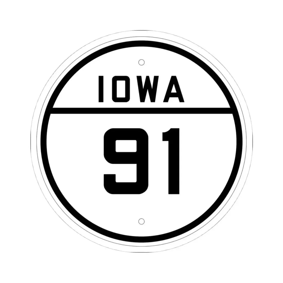 Iowa 91 1926 (Iowa) (Road Sign) STICKER Vinyl Kiss-Cut Decal 4 Inch White - The Sticker Space