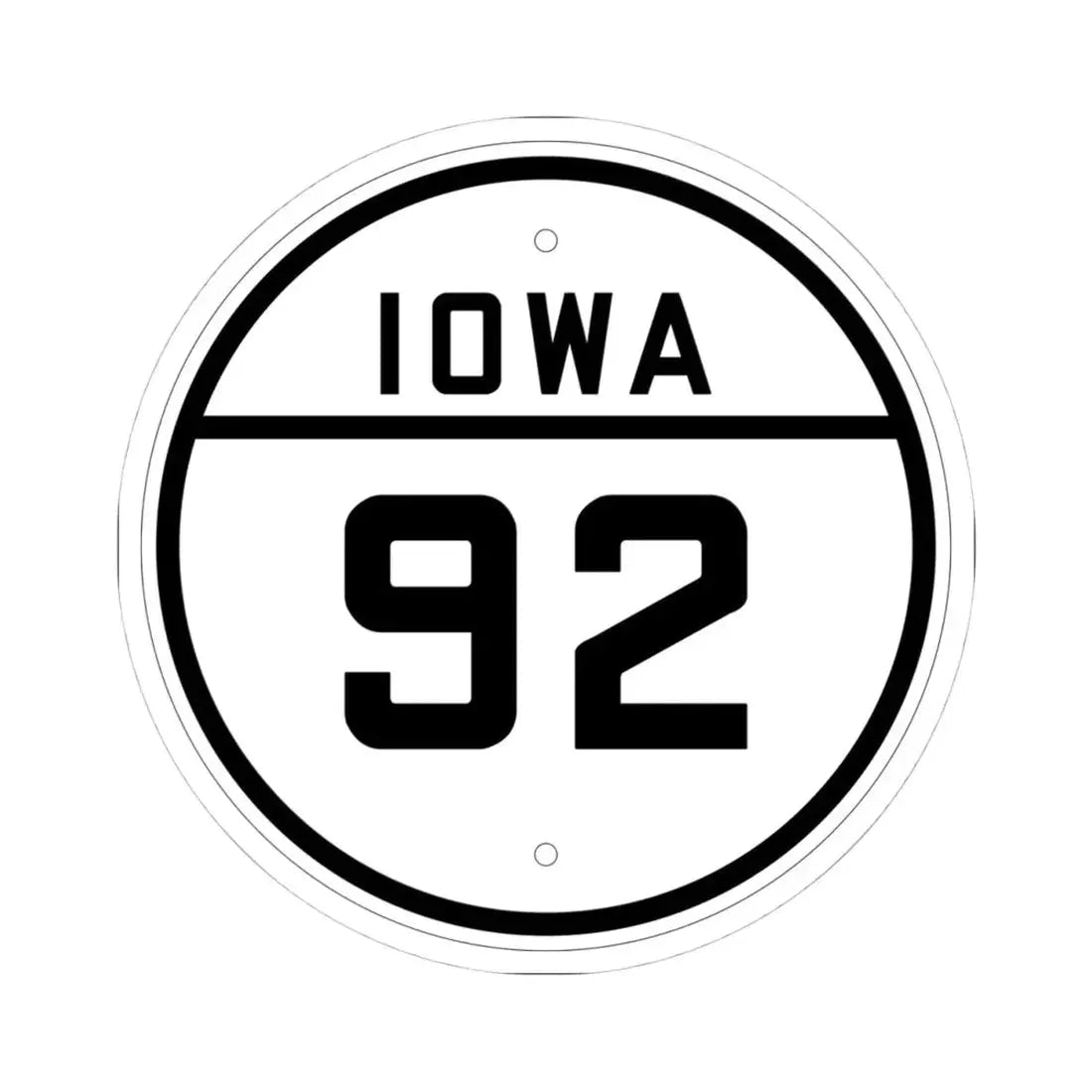 Iowa 92 1926 (Iowa) (Road Sign) STICKER Vinyl Kiss-Cut Decal 4 Inch White - The Sticker Space