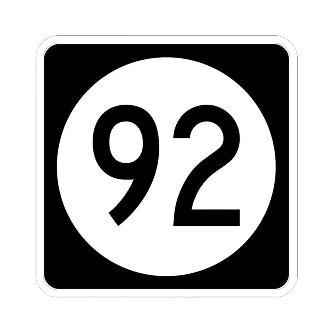 Iowa 92 (Iowa) (Road Sign) STICKER Vinyl Kiss-Cut Decal 4 Inch White - The Sticker Space