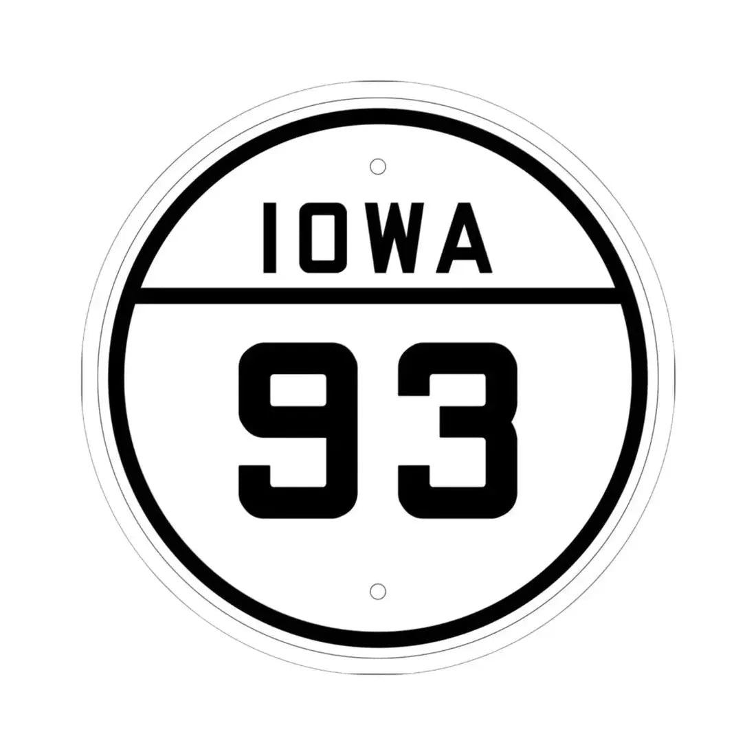 Iowa 93 1926 (Iowa) (Road Sign) STICKER Vinyl Kiss-Cut Decal 6 Inch White - The Sticker Space