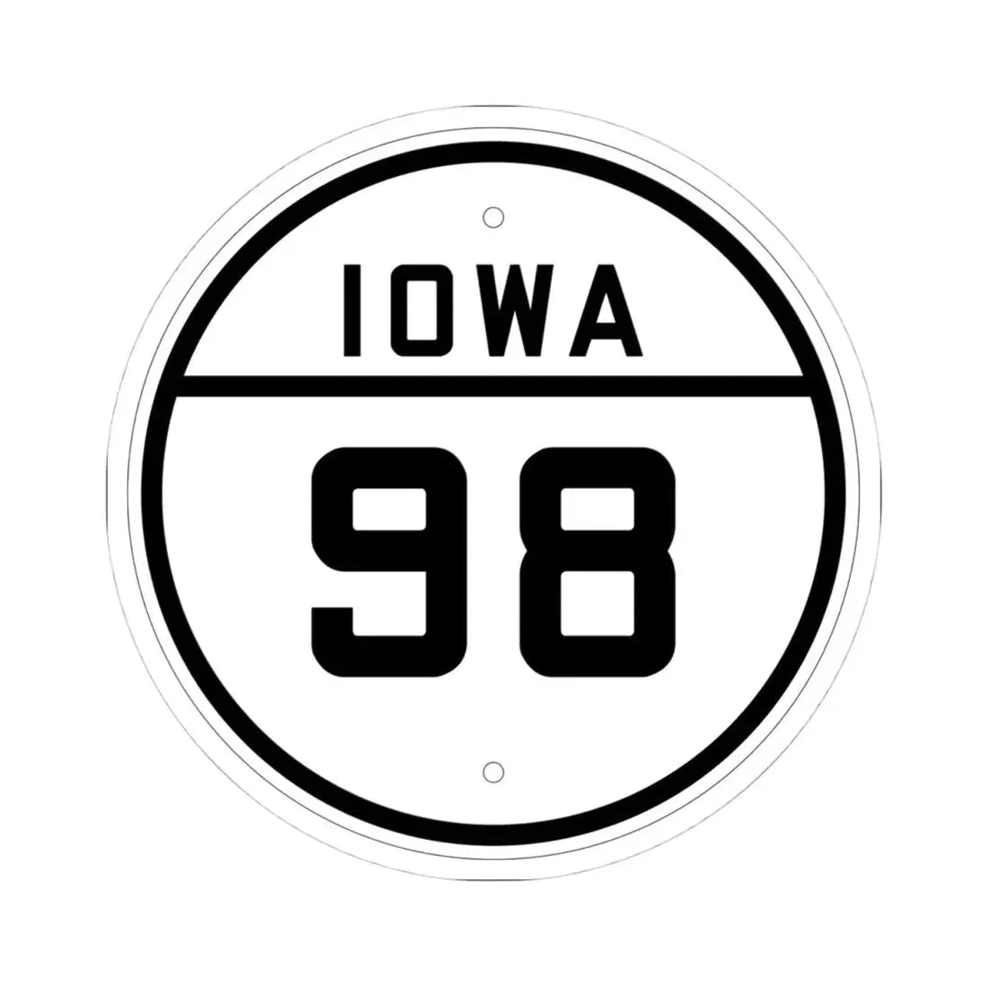 Iowa 98 1926 (Iowa) (Road Sign) STICKER Vinyl Kiss-Cut Decal 4 Inch White - The Sticker Space