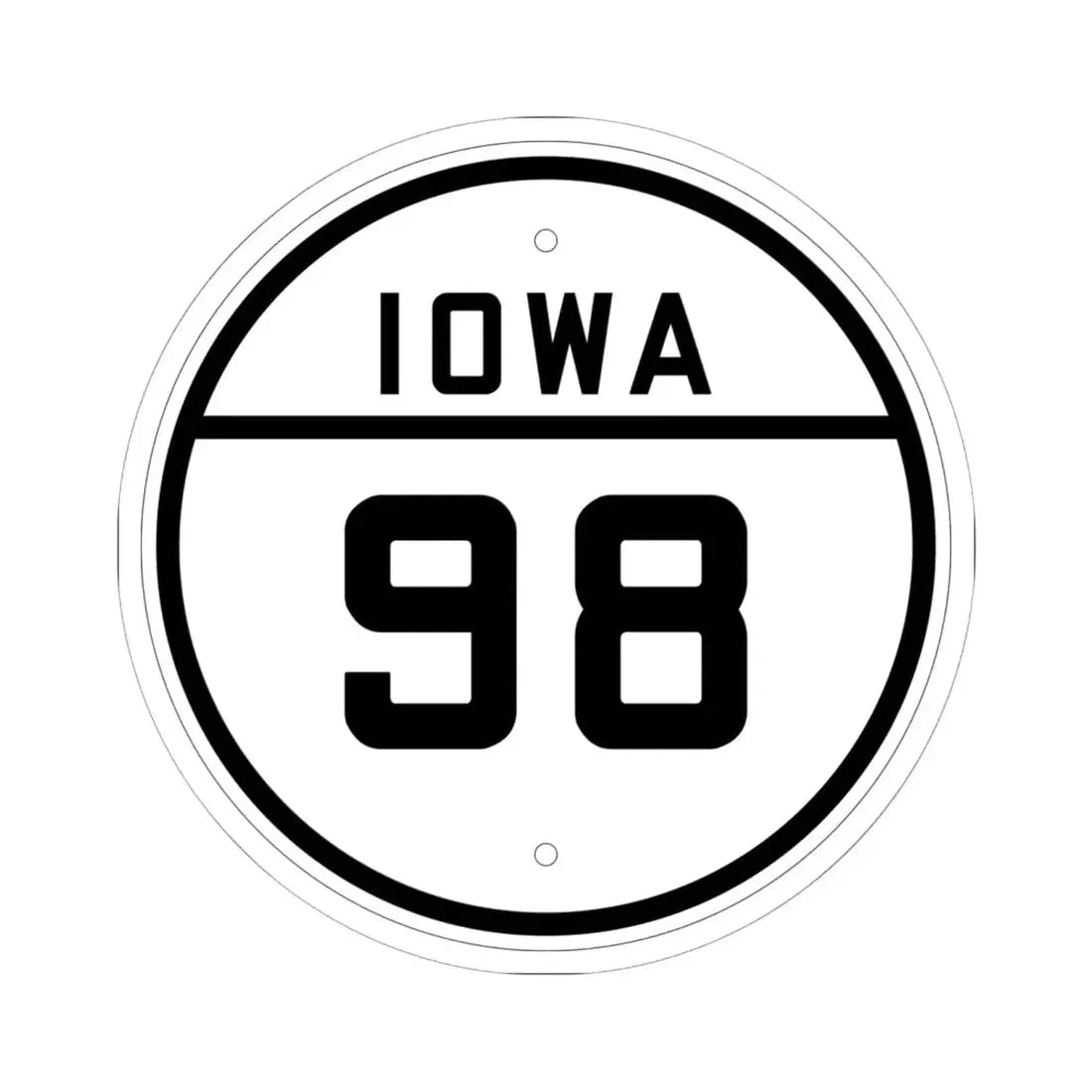 Iowa 98 1926 (Iowa) (Road Sign) STICKER Vinyl Kiss-Cut Decal 6 Inch White - The Sticker Space