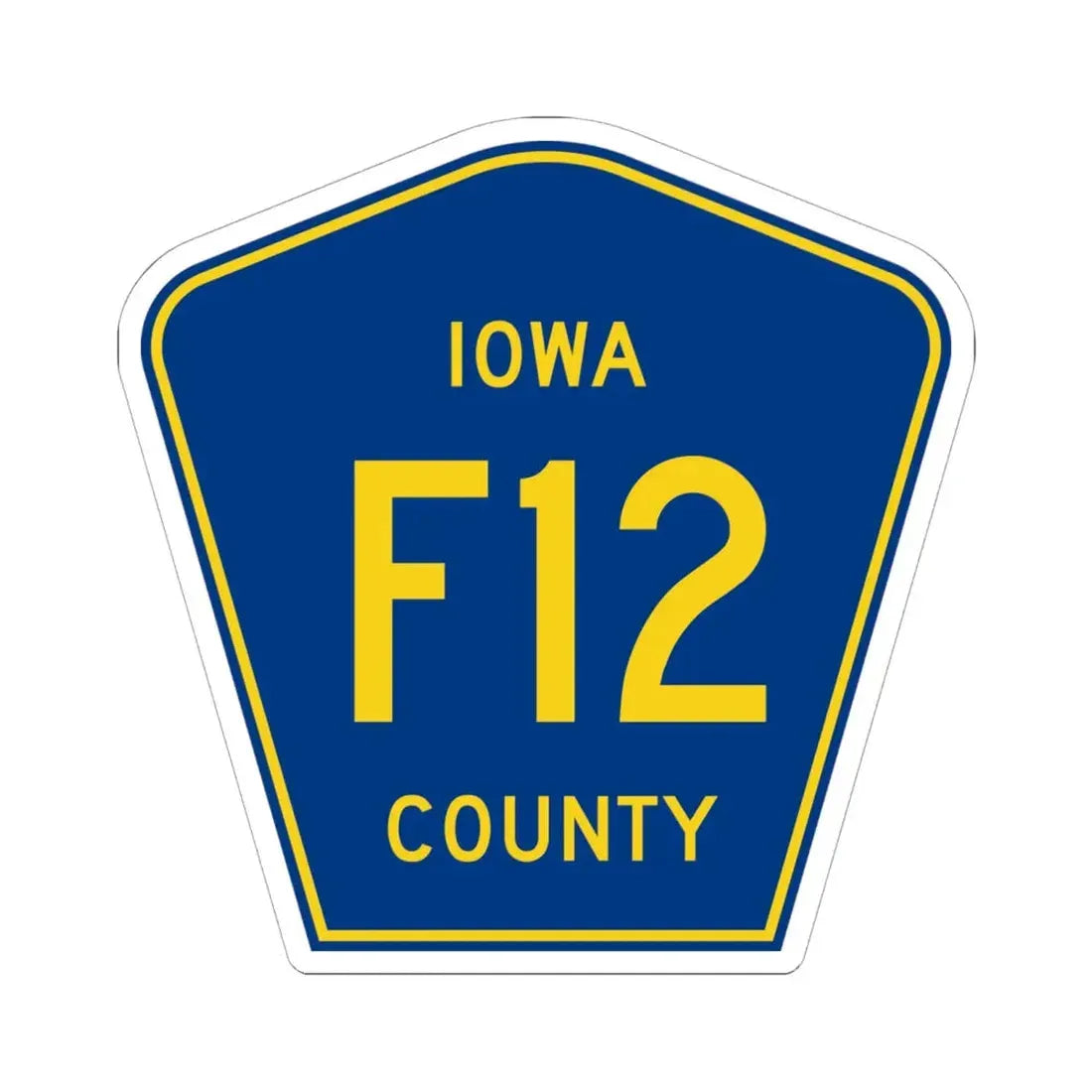 Iowa County Route F12 IA (Iowa) (Road Sign) STICKER Vinyl Kiss-Cut Decal 6 Inch White - The Sticker Space