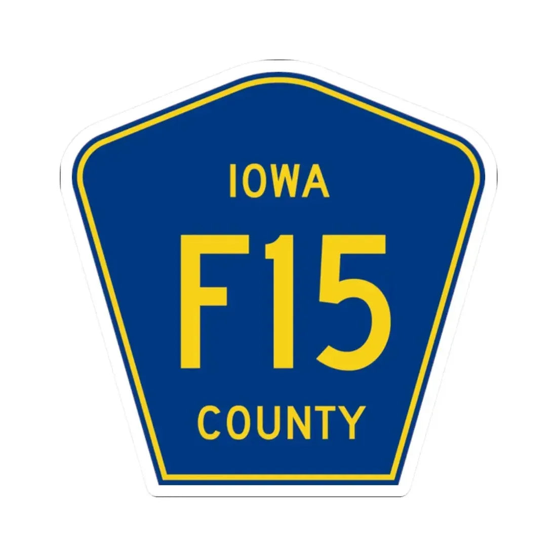 Iowa County Route F15 IA (Iowa) (Road Sign) STICKER Vinyl Kiss-Cut Decal 2 Inch White - The Sticker Space
