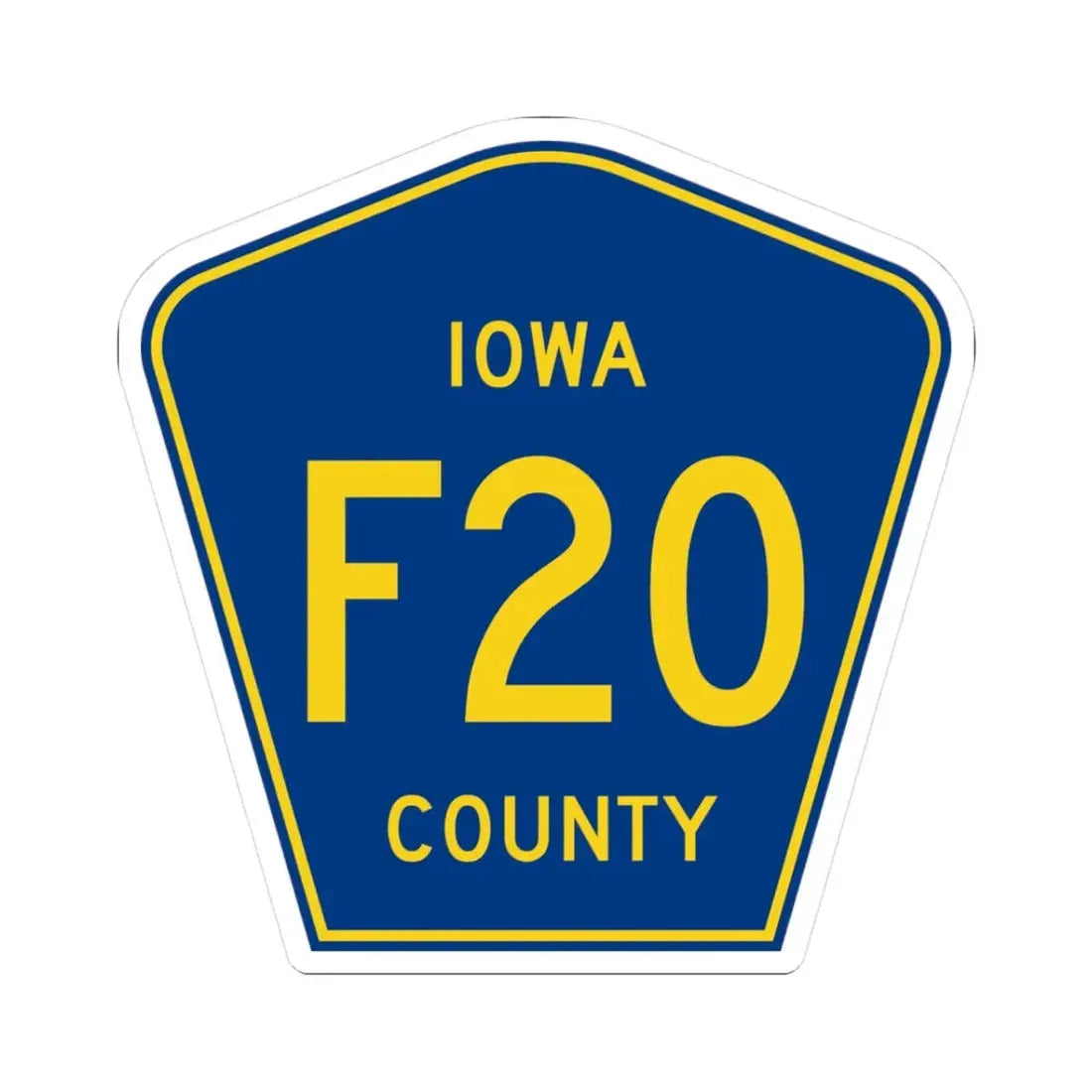 Iowa County Route F20 IA (Iowa) (Road Sign) STICKER Vinyl Kiss-Cut Decal 3 Inch White - The Sticker Space