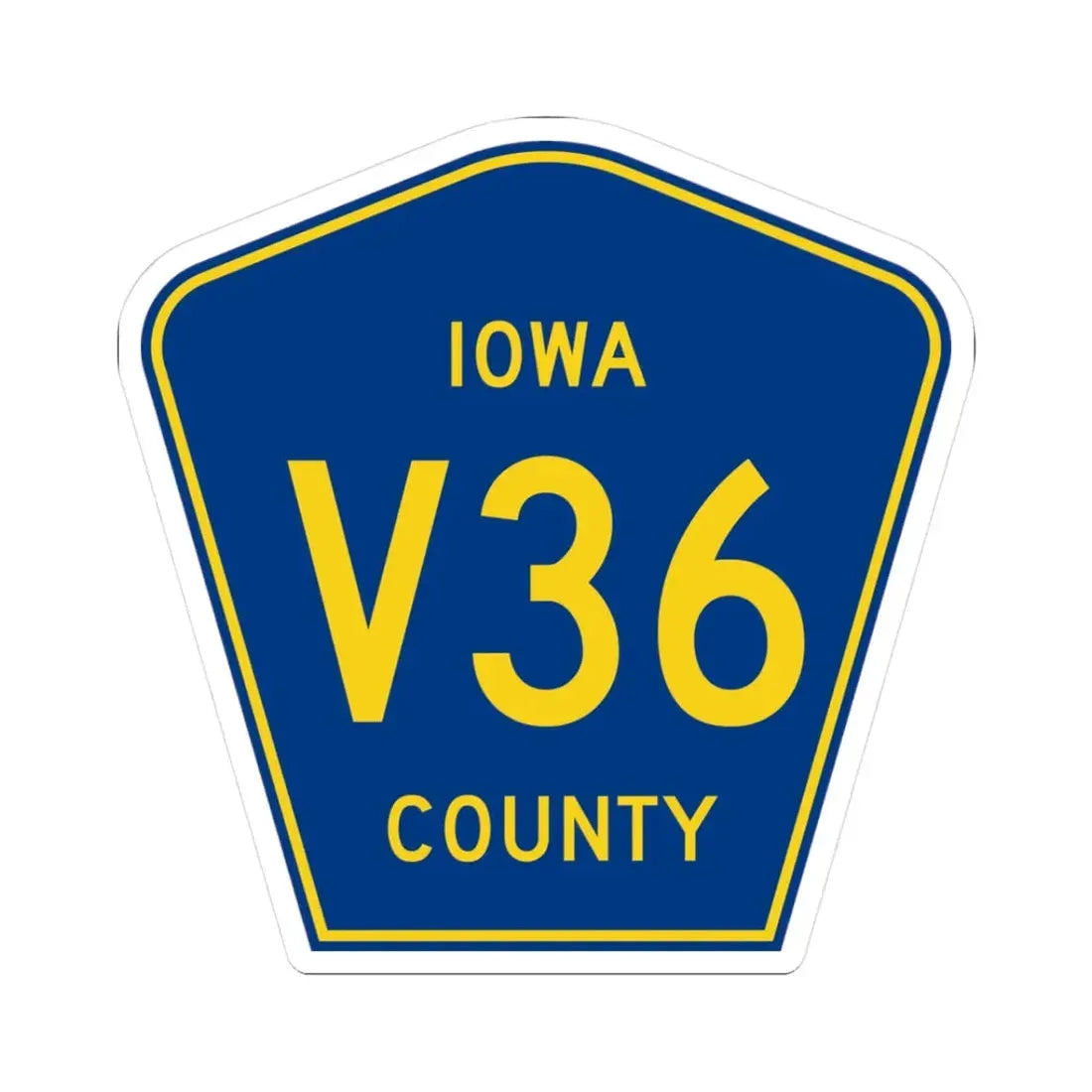 Iowa County Route V36 IA (Iowa) (Road Sign) STICKER Vinyl Kiss-Cut Decal 3 Inch White - The Sticker Space