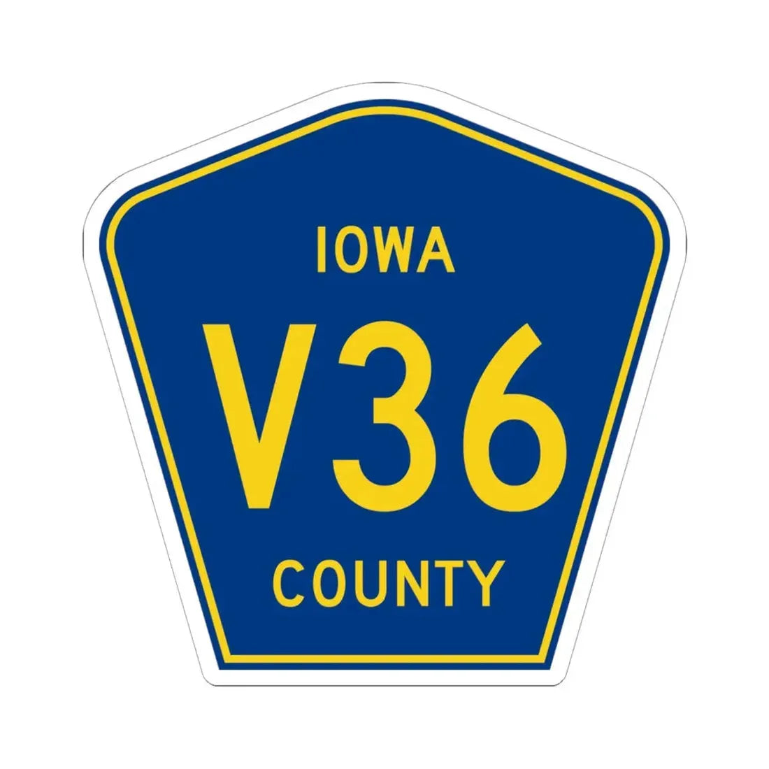 Iowa County Route V36 IA (Iowa) (Road Sign) STICKER Vinyl Kiss-Cut Decal 6 Inch White - The Sticker Space